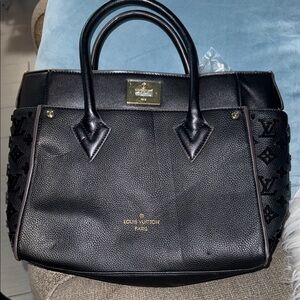 Black Leather Satchel with Gold Hardware